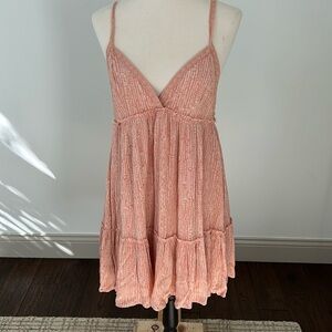By Together Quinn Tiered Mini Dress in Coral. Size Small